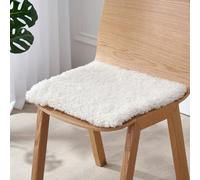 Peau De Mouton Coussin De Siège, Laine Courte Tapis De Chaise Voiture Super Douce Coussin De Chaise Tapis Antidérapant en Laine Naturelle (White,Square 40 * 40cm(15.7 * 15.7 inch))
