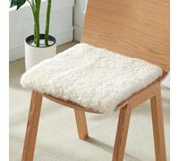 Peau De Mouton Coussin De Siège, Laine Courte Tapis De Chaise Voiture Super Douce Coussin De Chaise Tapis Antidérapant en Laine Naturelle (Beige,Square 35 * 35cm(13.7 * 13.7 inch))