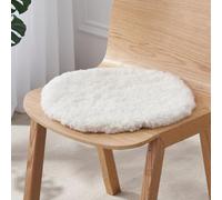 Peau De Mouton Coussin De Siège, Laine Courte Tapis De Chaise Voiture Super Douce Coussin De Chaise Tapis Antidérapant en Laine Naturelle (White,Circular Diameter 40cm(15.7 inch))