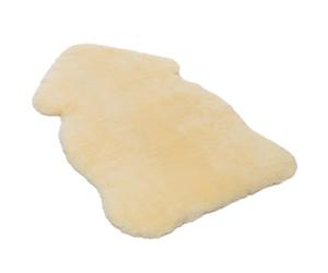 Peau de mouton pour bébé WERNER CHRIST BABY - peau médicale, douillette, qualité allemande, idéale pour landau, comme couverture ou tapis de jeu. Longueur : 65, 75, 85, 95 cm, couleur nature jaune
