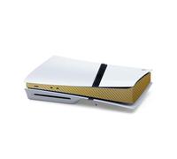 Peau de protection pour console en fibre de carbone Autocollants pour PS5 Pro Console Host Bande autocollante centrale Décalcomanies Accessoires pour Consoles de Jeux (Fibre de carbone or)
