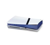 Peau de protection pour console en fibre de carbone Autocollants pour PS5 Pro Console Host Bande autocollante centrale Décalcomanies Accessoires pour Consoles de Jeux (Fibre de carbone bleue)