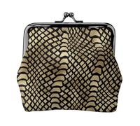 Peau de Python Noir doré Africain Safari sépia,Porte-Monnaie en Cuir PU, Petit Portefeuille, Pochette à Monnaie avec Fermoir Baiser