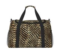 Peau de Python Noir doré Africain Safari sépia,Sacs de Sport, Sacs de Voyage bandoulière pour Le Sport, Sacs de Voyage Grande capacité pour Femmes et Hommes