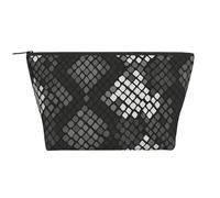 Peau De Serpent Noir Gris Blanc, Trousse de Toilette Trousse de Maquillage Sac à cosmétiques Trousse de Toilette de Voyage Portable