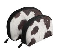 Peau De Vache Abstrait Afrique Animal Noir, Trousse de Maquillage Coquille Femme Petit Porte-Monnaie Trousse de Toilette Trousse à cosmétiques 2 pièces