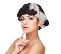 Peau de vache abstraite Afrique Animal Noir,Bonnet de nuit en satin réglable en soie pour adulte, bonnet de nuit élastique pour femme