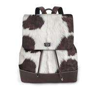 Peau de vache abstraite Afrique Animal Noir,Sac à dos imperméable pour femme, sac à dos de voyage léger en cuir PU tendance
