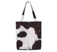 Peau de vache abstraite Afrique Animal noir,Sacs d'épicerie réutilisables, sacs fourre-tout de grande capacité, sac à bandoulière en toile