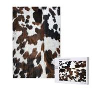 Peau de Vache Beige, Texture Noire et Blanche,Puzzle Familial en Bois de 1 000 pièces pour Adultes et Adolescents