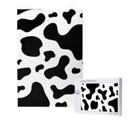 Peau de Vache Noire et Blanche,Puzzle Familial en Bois de 1 000 pièces pour Adultes et Adolescents