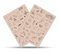 Peau d'entraînement mini tatouages - Silicone double face 1,5 mm pour tatouage fine line - Peau synthétique réaliste pour débutants et tatoueurs professionnels (2PCS Pink Design #6)