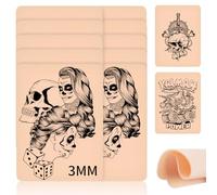 Peau Synthétique Tatouage 3mm, 18Pièces 20 * 15cm Fausse Peau Tatouage, Double face Peau Entrainement pour les Fournitures de Tatouage pour les Débutants et les Artistes Expérimentés