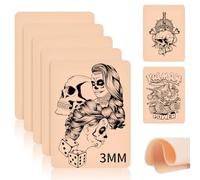Peau Synthétique Tatouage 3mm, 5 Pièces 20 * 15cm Fausse Peau Tatouage, Double face Peau Entrainement pour les Fournitures de Tatouage pour les Débutants et les Artistes Expérimentés