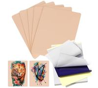 Peaux d'entraînement au tatouage avec papier de transfert - Kit de 15 faux peaux de tatouage et papier pochoir comprenant 10 feuilles de papier de tatouage et 5 pièces double face pour pratique du