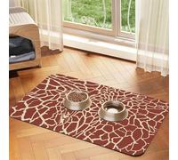 Peaux et têtes de Girafe,Tapis d'alimentation pour Animaux de Compagnie, Sets de Table en Cuir PU pour Chats et Chiens,30x45cm