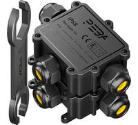 PEBA® Boîte de dérivation étanche IP68 - Etanche Boîte de Jonction - Boîtier de raccordement électrique 3 voies pour câble de Ø4-14mm - Connecteurs de Câbles Étanches,Parfait pour câble extérieur,Noir