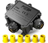 PEBA® Boîte dérivation étanche extérieur IP68,Connecteur Électrique Étanches,Connecteur étanche extérieur à 3 Voies pour câble de Ø4-14 mm de diamètre,Boite Derivation,Boîte de Jonction,Noir