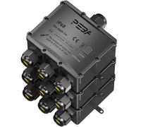 PEBA Boîte dérivation étanche extérieur IP68, Connecteur étanche etanche à 4 Voies pour câble de Ø4-14 mm de diamètre, Boîte dérivation étanche extérieur pour jardin et câble souterrain, Noir 3 pièces