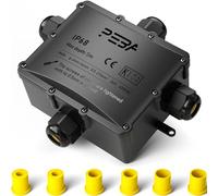PEBA® Boîte dérivation étanche extérieur IP68, Connecteur étanche etanche à 4 Voies pour câble de Ø4-14 mm de diamètre, Boîte dérivation étanche extérieur pour jardin et câble souterrain, Noirr/Gris