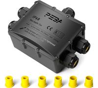 PEBA® Boîte dérivation étanche extérieur IP68, Connecteur étanche etanche à 5 Voies pour câble de Ø4-14 mm de diamètre, Boîte dérivation étanche extérieur pour jardin et câble souterrain, Noir