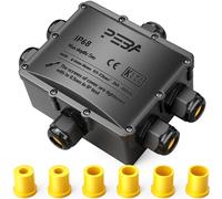 PEBA Boîte dérivation étanche extérieur IP68, Connecteur étanche etanche à 6 Voies pour câble de 4-14 mm de diamètre, Boîtes de jonction extérieur pour jardin et câble souterrain, Noir