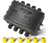 PEBA Boîte dérivation étanche extérieur IP68, Connecteur étanche etanche à 8 Voies pour câble de 4 mm-14 mm de diamètre, extérieur pour jardin et câble souterrain, Noir, Format surdimensionné