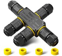 PEBA Connecteur de câble étanche à 3 fils - 5 voies IP68 - Diamètre du câble : 4-12 mm - Boîte de distribution extérieure - Borne de connexion avec levier pour l'extérieur - Boîte de jonction - Noir
