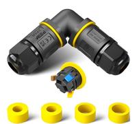 PEBA Connecteur de câble étanche IP68 - Boîte de jonction pour extérieur en forme de L - 3 broches - Pour diamètre de câble de 4 à 12 mm - Pour jardin en plein air - Étanche - Noir