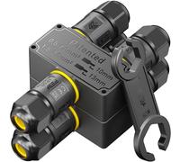 PEBA Connecteurs de Câbles Étanches IP68 avec oîte de Jonction 3 Voies pour 3 Fils - Raccord Étanche pour Jardin - Dérivation de Câble Ø4-12mm - Boîtier Électrique Extérieur Sécurisé, Lot de 2