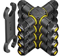 PEBA® Connecteurs de Câbles Étanches IP68 - Boîte de jonction 4 voies - 3 Fils - Raccord extérieur étanche pour jardin - Dérivation de câble Ø4-12mm - Boîtier électrique extérieur étanche et sécurisé