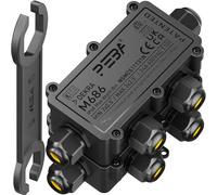 PEBA Lot de 2 boîtes de dérivation étanches IP68 - Boîte de jonction extérieure - 4 mm - 8 mm et 8 mm - 12 mm - Pour l'extérieur, le jardin, l'extérieur - Boîte de jonction étanche - 4 voies - Noir