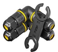 PEBA Lot de 2 boîtes de jonction étanches IP68 - Pour l'extérieur - En forme de L - 3 broches - Pour un diamètre de câble de 4 à 12 mm - Pour jardin en plein air - Noir