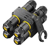PEBA Lot de 2 connecteurs de câble étanches à 3 fils- 4 voies IP68 - Diamètre du câble : 4-12 mm - Boîte de distribution extérieure - Borne de connexion avec levier pour l'extérieur - En forme de H