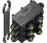 PEBA Lot de 3 boîtes de dérivation étanches IP68 - Boîte de jonction extérieure - 4 mm - 8 mm et 8 mm - 12 mm - Pour l'extérieur, le jardin, l'extérieur - Boîte de jonction étanche - 4 voies - Noir