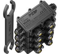 PEBA Lot de 4 boîtes de dérivation étanches IP68 - Boîte de jonction extérieure - 4 mm - 8 mm et 8 mm - 12 mm - Pour l'extérieur, le jardin, l'extérieur - Boîte de jonction étanche - 4 voies - Noir