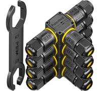 PEBA Lot de 4 connecteurs de câble étanches à 3 voies IP68 - Diamètre du câble : 4 à 12 mm - Boîte de distribution extérieure - 3 conducteurs - Borne de connexion avec levier pour l'extérieur