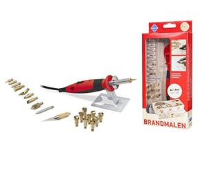 Pebaro 0262 Pyrograveur avec Fonction on/Off, 9 poinçons, 9 Pointes, Pointe à souder, Couteau en polystyrène, pyrographie, brûleur à Bois, brasage, découpe de polystyrène, Bricolage avec Bois