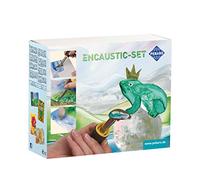 Pebaro 0279 Encaustic Coffret cadeau avec piston, mini fer à repasser, pointe d'écriture, brosse en laiton, 7 blocs de cire, 5 cartes blanches au format A5 et A6 pour peindre, dessiner, écrire avec de