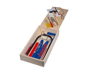 Pebaro 452 Boîte de scies à chantourner de qualité supérieure avec couvercle coulissant, qui est en même temps une plaque de décapage, 23 pièces, kit de bricolage, scie à chantourner fabriquée en