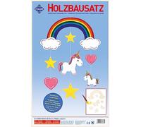 Pebaro 848/6 Kit de Construction en Bois Mobile Licorne Puzzle 3D Kit de modélisme Bricolage avec Puzzle en Bois, Plaque en Bois prédécoupée et Papier émeri Inclus