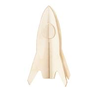 Pebaro 851/8 - Kit de construction en bois - Fusée 3D - Puzzle 3D - Bricolage avec bois - Puzzle en bois - Plaque en bois prédécoupée - Avec papier émeri - Écran, emboîter, prêt, idée cadeau