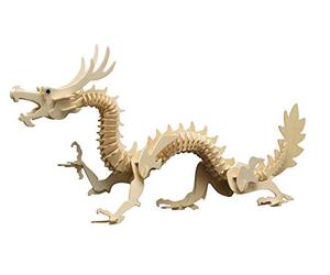 Pebaro 857/6 - Kit de Construction en Bois - Dragon Chinois - Puzzle 3D Fantasy - Kit de modélisme - Bricolage avec Bois - Puzzle en Bois - Kit de Bricolage - Plaque en Bois prédécoupée - Éclat,