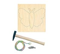 Pebaro NB1-SET Kit de Peinture à Ongles créative, kit de Bricolage de Fils, Tableau de Bord de Fil, Motif pré-imprimé Papillon, avec Clous, Fil coloré et Marteau, Bricolage avec Bois, Ongles et Fils
