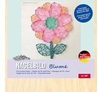 Pebaro NB7 Kit de décoration pour ongles - Kit de bricolage - Kit de broderie au fil - String Art avec motif floral pré-imprimé - Avec clous - Bricolage en bois - Idée cadeau créative - 20 x 20 cm