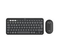 Pebble 2 Combo - Ensemble clavier et souris - sans fil - Bluetooth LE - QWERTY - International US - blanc ton sur ton