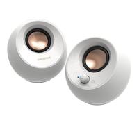 Pebble V3 Enceintes Bureau 2.0 USB-C, Bluetooth 5.0, 8W RMS, 16W Crête, Blanc