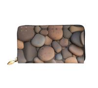 Pebbles in the Beach Portefeuille à main avec fermeture éclair en métal pour carnet de notes et porte-chèques Design doux et léger