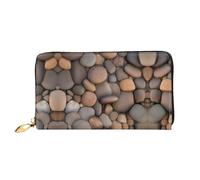 Pebbles in the beach Portefeuille long en cuir, impression double face, matériau en cuir microfibre, unisexe, imperméable et durable, noir, taille unique