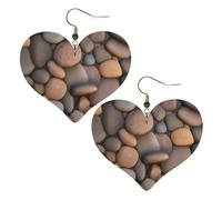 Pebbles in the beach Prints Boucles d'oreilles élégantes en forme de cœur légères Accessoires pour femme Parfait pour les fêtes et la Saint-Valentin.